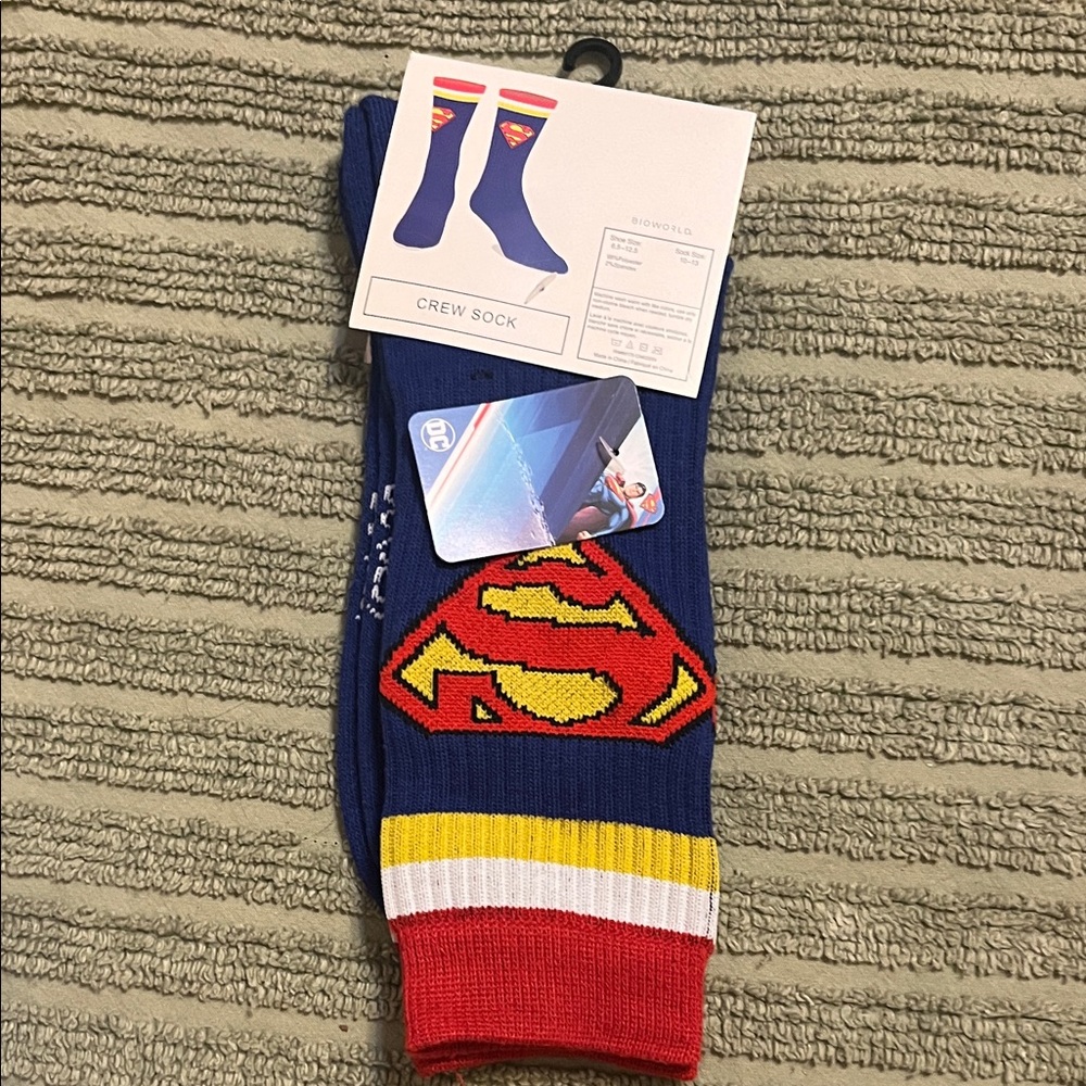 DC Comics Superman Crew Socks - Blue, Red, Yellow